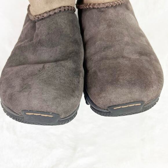 Merrell Suede Boots Mid Calf Winter Two Tone Faux Fur Lined 8 Brown - Picture 6 of 13